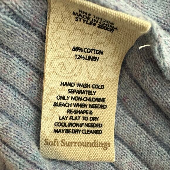 Soft Surroundings Womens Cotton Blend Open Knit Blue Tunic Sweater Size Medium - Picture 9 of 10